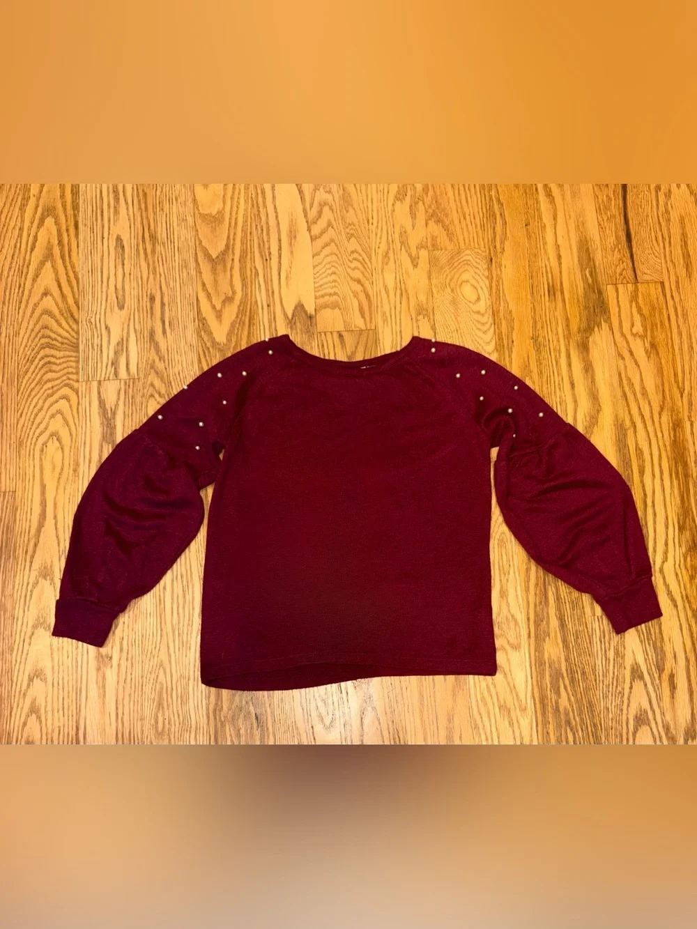 The Children's Place Pearl Embellished Balloon Sleeve Top Maroon M 7/8